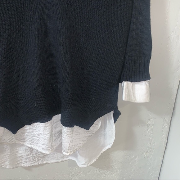 Brochu Walker M Looker Lucie Layered Sweater Shirt Cashmere Blend Black White! - Picture 9 of 16